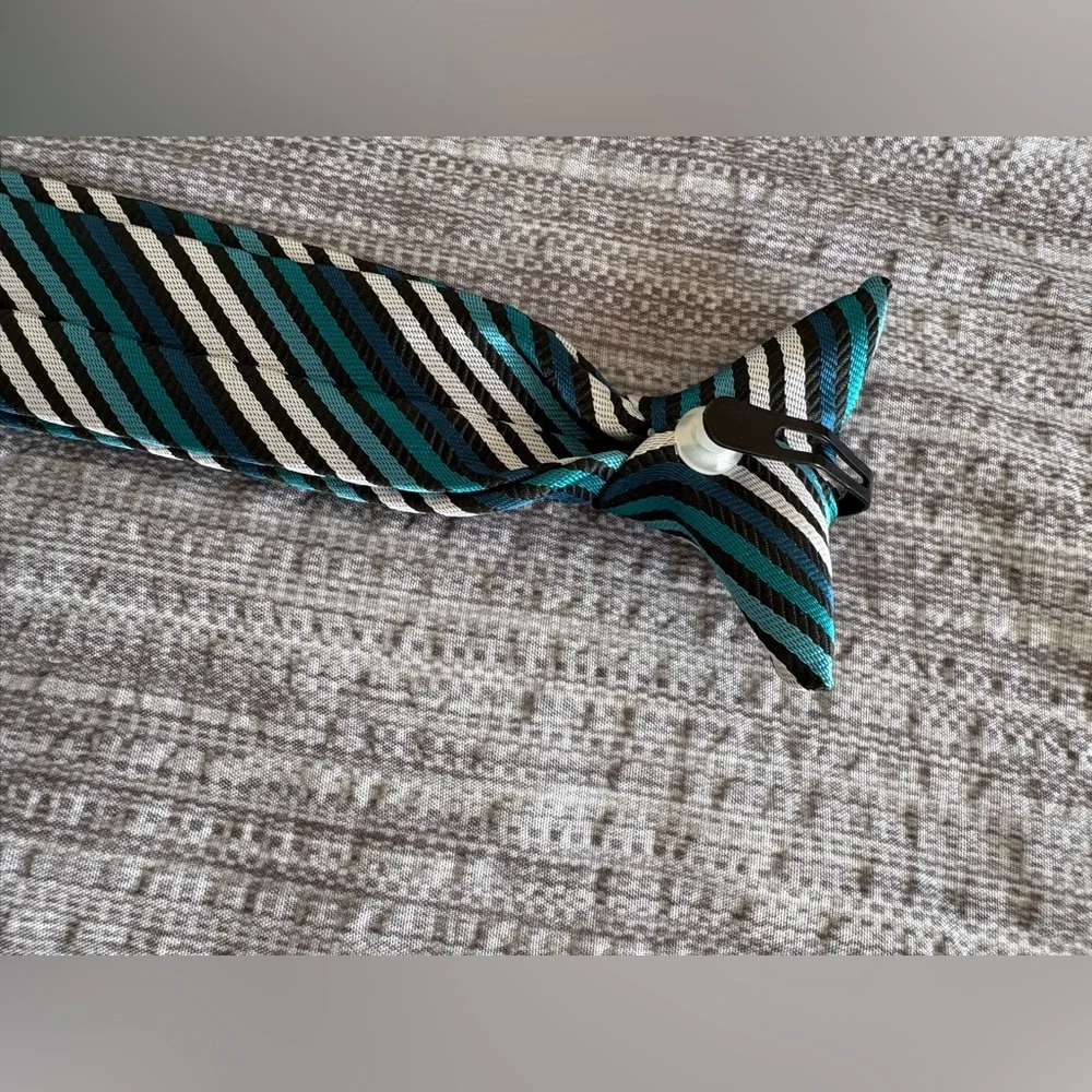 Toddler Striped Black and Teal Clip-On Tie